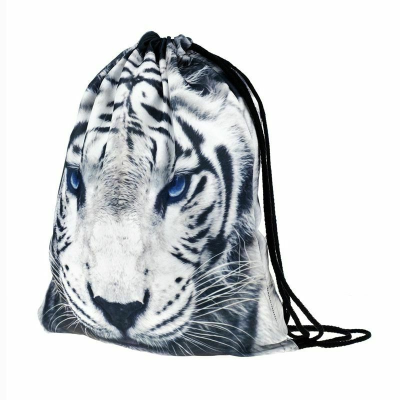 Pattern Drawstring Gym Bag Cute Backpack Gift Polyester School Rucksack R4H6