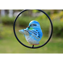 2pcs Hanging Robin Birds Statue Sculpture On Metal Round Ring Decor for Patio