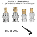 4pcs BNC to SMA Male/Female 4 Type Straight Converter Connectors Adapters