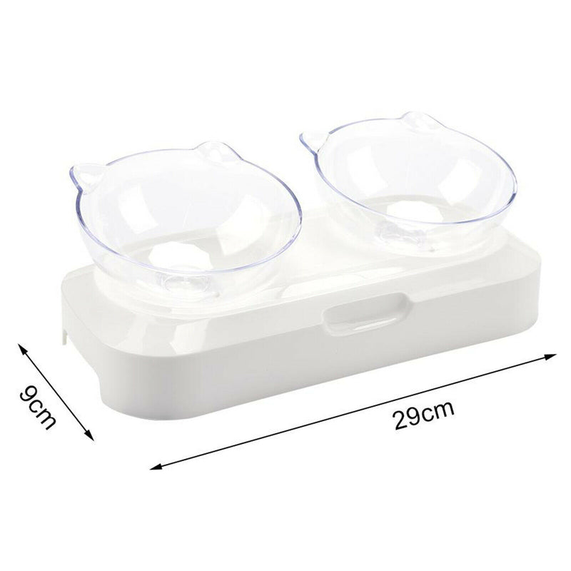 Plastic Clear Pet Food Bowl Puppy Elevated Stand Raised Dish Feeder Nonslip