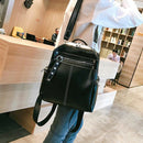 Retro Ladies Backpack Pu Leather Shoulder Bag Simple Casual School Bag Fema