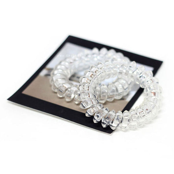 3Ã— Women Clear Elastic Rubber Hairband Phone Wire Hair Tie Rope Band Ponytail