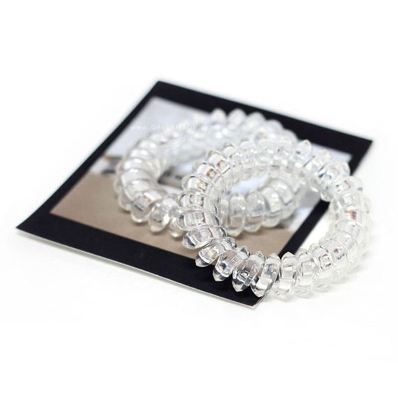3Ã— Women Clear Elastic Rubber Hairband Phone Wire Hair Tie Rope Band Ponytail