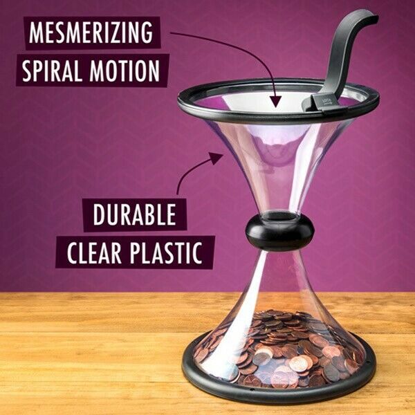 Creative Transparent Vortex Piggy Bank Gravity Circling Saving Box Vortex B Q2G4