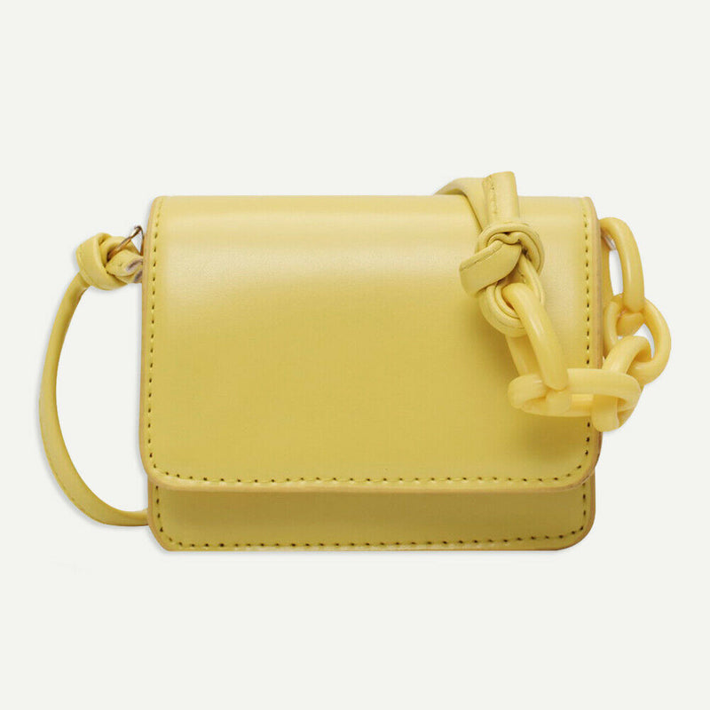 Leather Women Messenger Bag Mini Square Shoulder Satchel Handbags (Yellow)