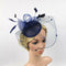 Ascot Races Feather Hair Cords Fascinator Clip   Side Fancy Hat Blue
