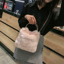 Fashion Soft Plush Handbag Women Shoulder Messenger Bag Travel Tote (Pink)