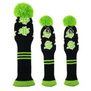 3Pcs Knitted Golf Headcover - PomPom Golf Club Head Covers Universal Fit for All