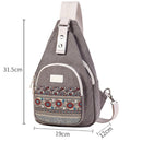 Canvas Chest Bag Unisex Casual Bag Personality Ethnic Style Retro Shoulder