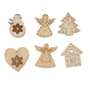 100 Assorted Wooden  Cut Shapes Christmas Tree Hanging Decor Ornaments