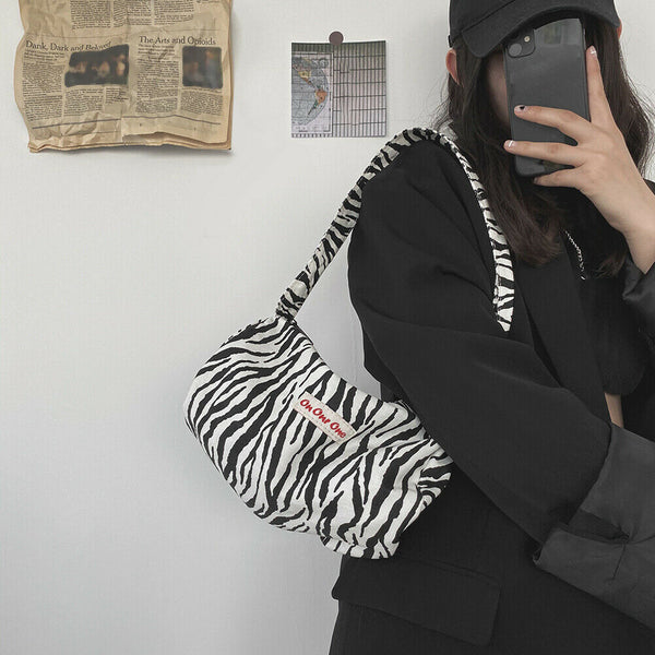 Fashion Animal Zebra Printed Clutches Purse Travel Street Underarm Shoulder Bags