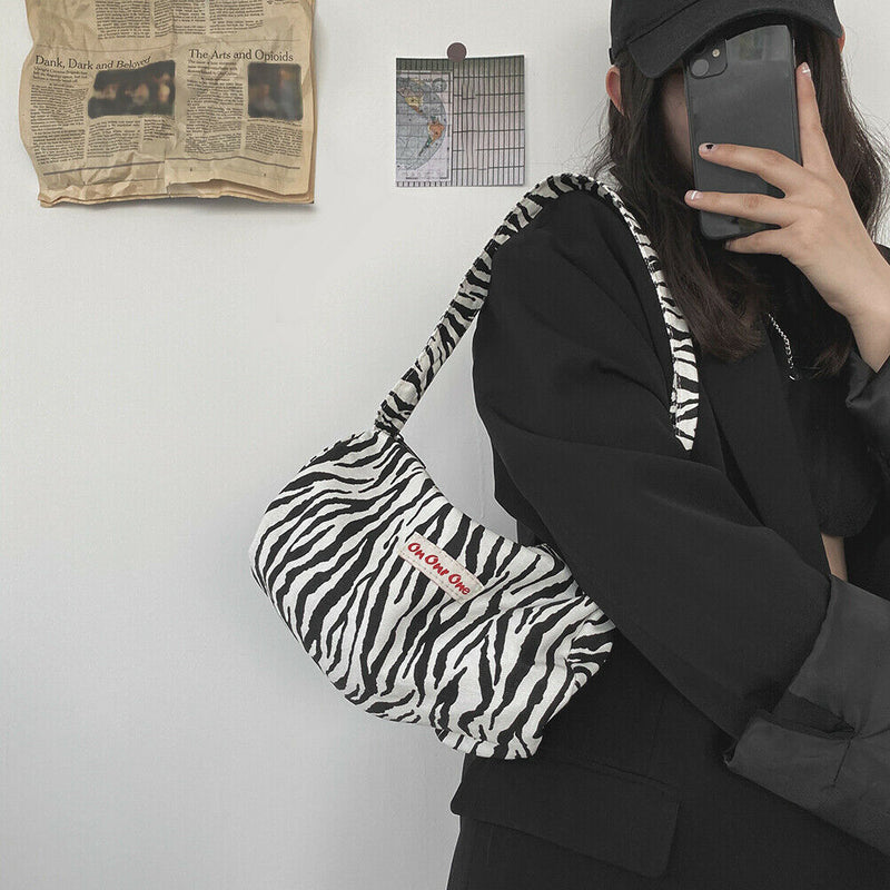 Fashion Animal Zebra Printed Clutches Purse Travel Street Underarm Shoulder Bags