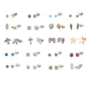 20 Pairs Assorted Cute Crystal Ear Stud Earrings Simple Cross Animal Stars