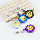 Smiling Face Retractable Pull Chain Badge ID Holder Reel Recoil Key Ring Clip