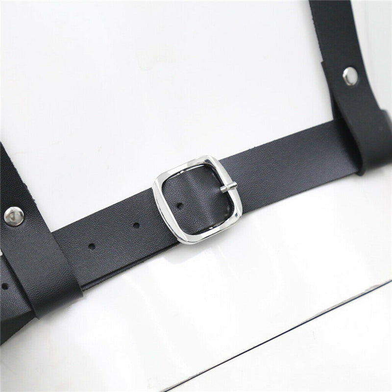 Womens Leather Body Chest Harness Belt Rivet Cage Bra Strap Metal  Party