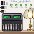 8-Slot LCD Display USB Battery Charger for AA AAA C/D Rechargeable Battery