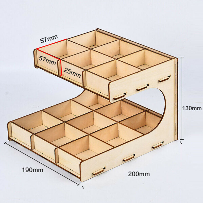 DIY Wooden Paint Rack Ink Storage Organizer 2-layer 15-grid