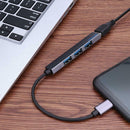 Type C HUB USB-C to 4 Port USB 2.0 Splitter Converter OTG Adapter (Grey)