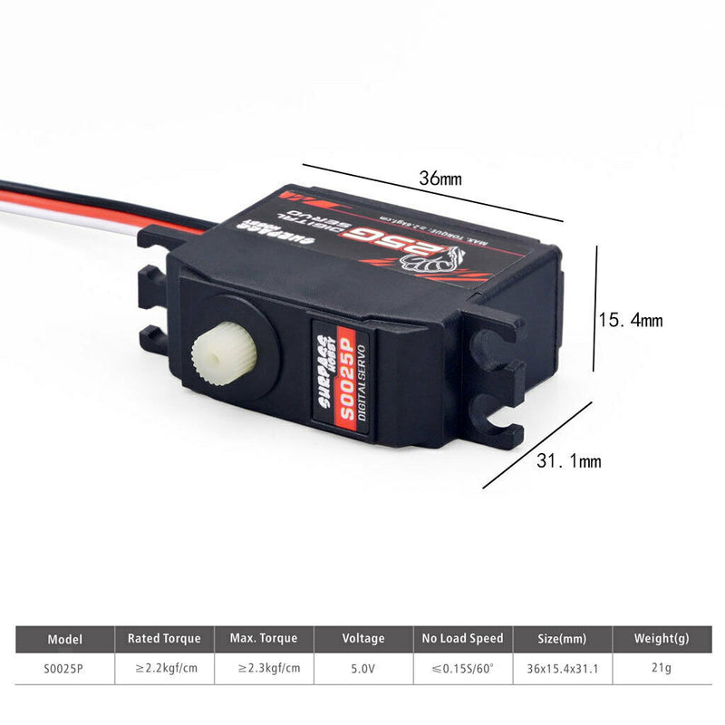 25g Plastic Gear Servo for 1/12 RC Car Aircraft RC Boat Robot S0025P