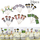 24x Sport Element Football Boy Cuxake Toppers Kids Birthday Family PartyFD