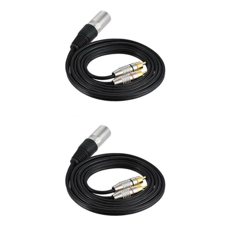 2X Dual RCA Male Plug To XLR 3-Pin Male Jack Audio Cable Connector