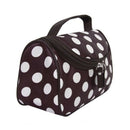 Coffee Small White Polka Dot Dual Zipper Cosmetic Bags Toiletry Makeup Bags