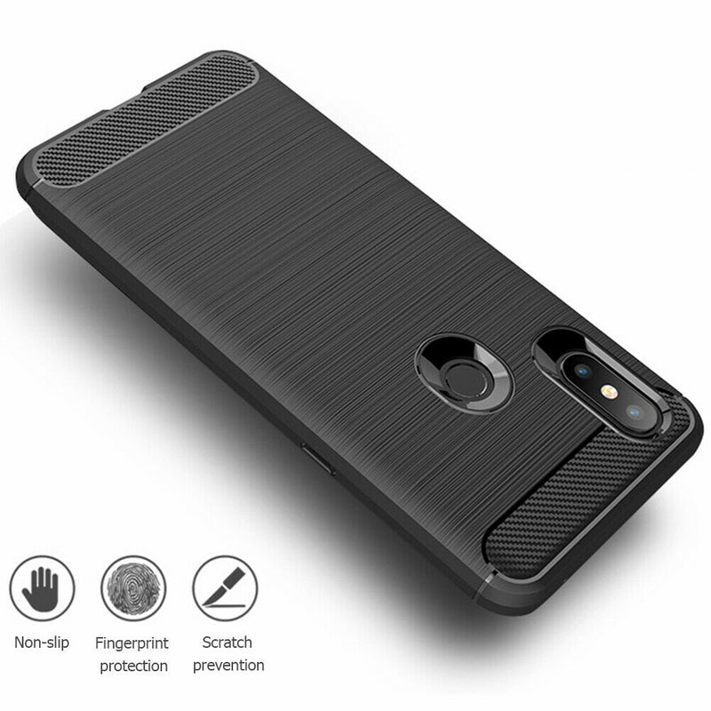 Soft TPU Phone Case Full Cover Brushed Carbon Fiber Mobile Protective Shell