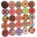 Pack of 100 Assorted Retro Style Flower Buttons-Wood Buttons Sewing Scrapbooking