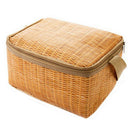 Portable Imitation Rattan Lunch Bags Insulated Thermal Cooler Lunch Box Tot L3H1