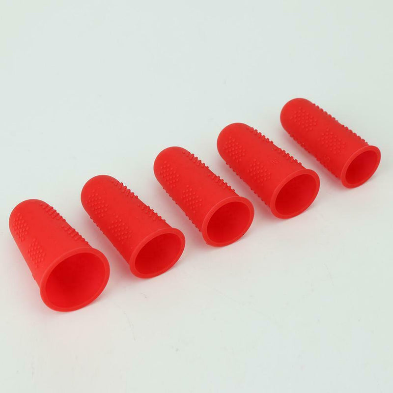 Anti-slip Hot Glue Gun Finger Caps Silicone Finger Cover Sleeve (Red 5pcs)