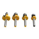 4x Round over Edging Router Bit Set 1/4 Inch Shank 1/2 Inch 3/8 Inch 1/4 In