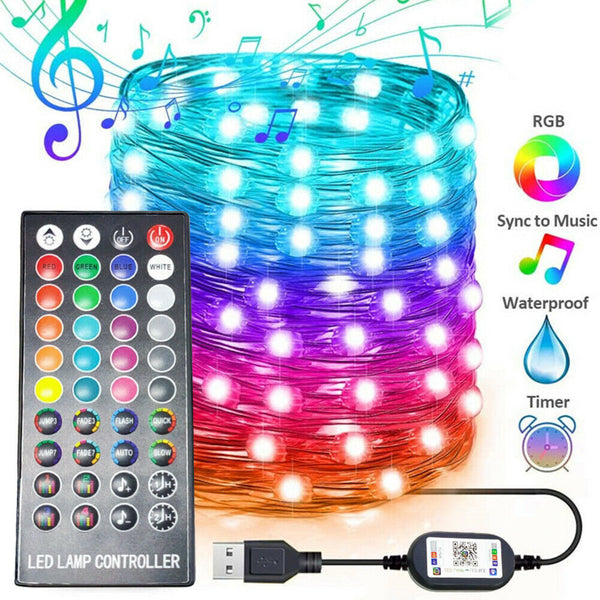 USB LED String Lights Waterproof App Control Copper Wire Lamp (20m 200LED)