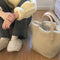 Splicing Leather Plush Casual Shoulder Top-handle Bag Autumn Handbag for Female