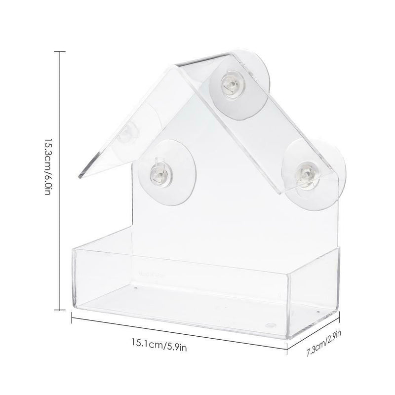 Garden Transparent Clear Acrylic Window Suction Bird Seed Peanut Feeder House AU
