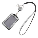 Rhinestones Lanyard with Retractable Reel Vertical ID Badge Holder White