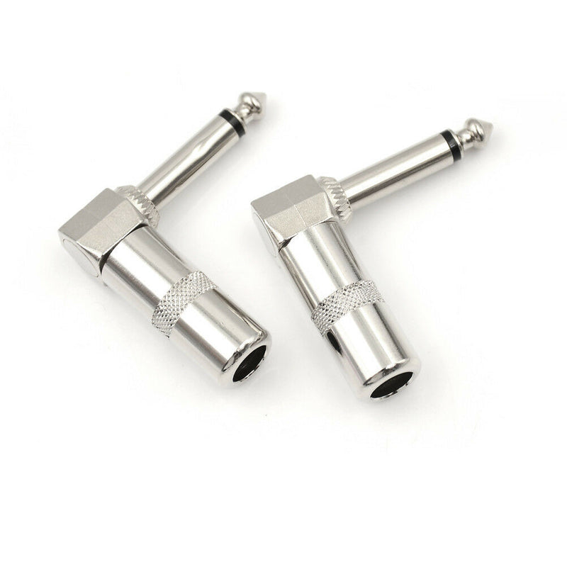 2pcs 1/4" 6.35mm 90 Degree Angle Male Mono Phone Plug Guitar Audio Connectors JR