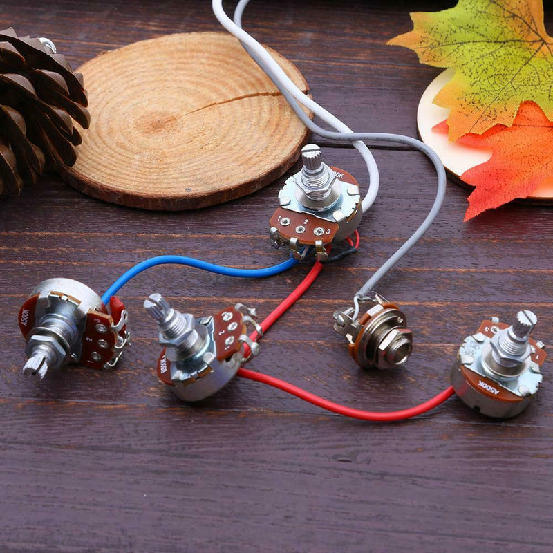 1Set Wiring Harness 2v2t Jack 500k Pots for Replacement LP Electric Guitar
