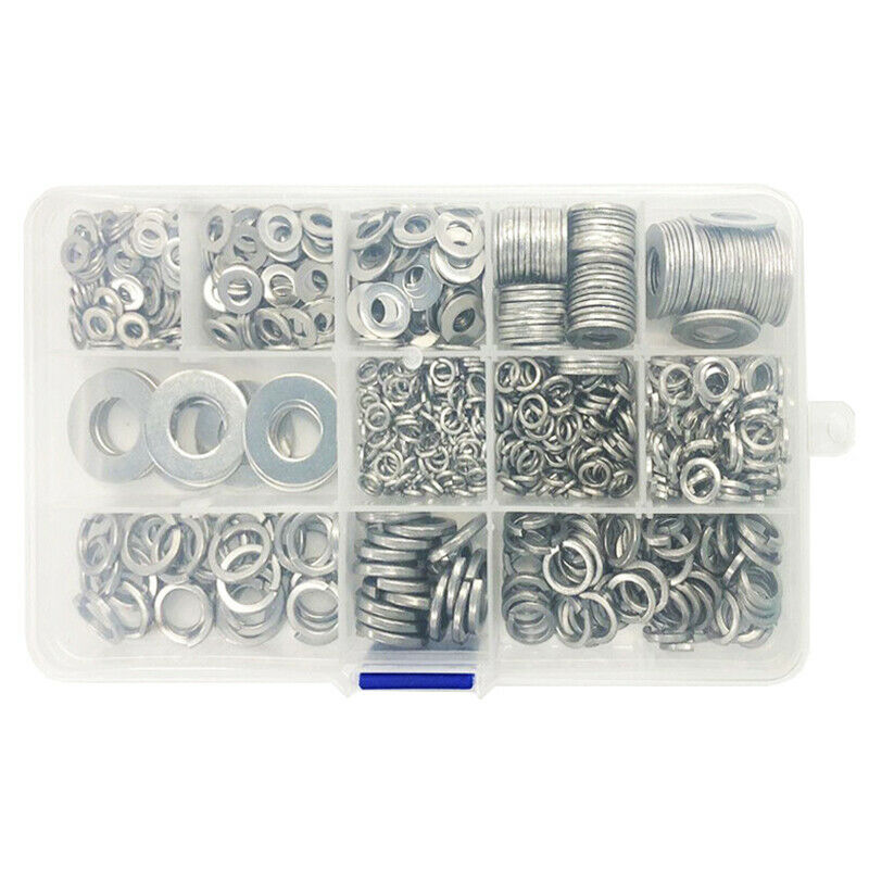 800Pcs/Set Flat/Elastic Gasket M4 M5 M6 M8 M10 M12 304 Stainless Steel Shel M1F9