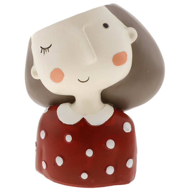 2Pcs Mini Ceramic Succulent Pot About Cute Smile Girl Pots for