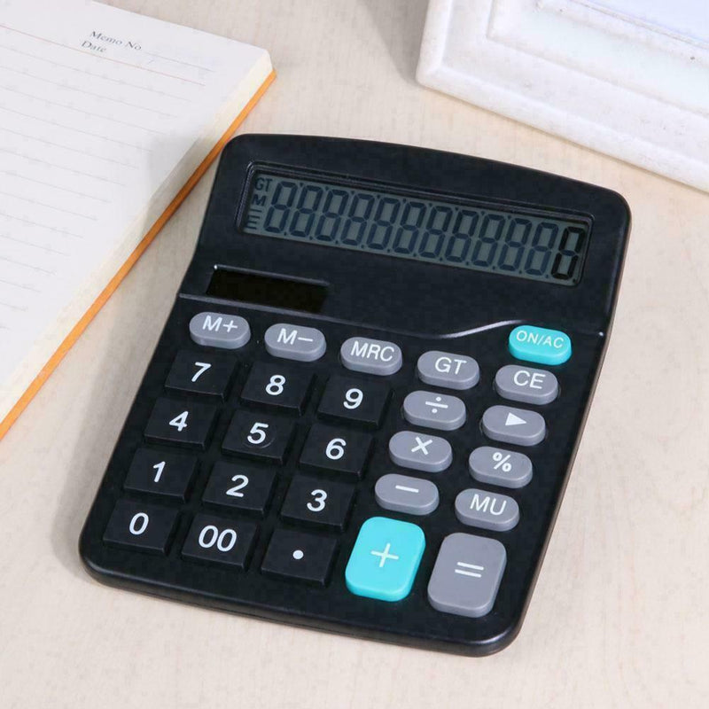 1* Solar Battery Desktop Calculator Basic 12 Digit Supplies Office Display L8W6