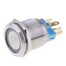 Waterproof 12V LED 22mm Push Button Switch Blue Ring Light Self Latching