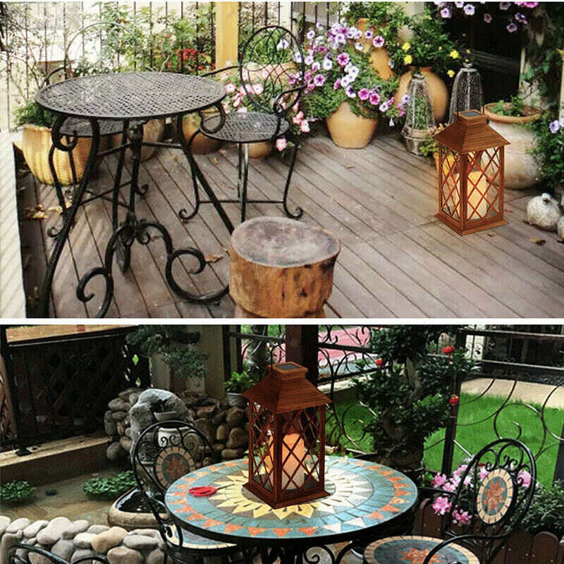 Solar Powered Lamp Candle Hanging Table Lantern Outdoor Garden Light Home Decor