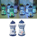 2Pcs Hand Painted Lighthouse Iron Candle Holder Mediterranean Style Home Decor