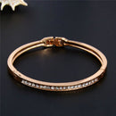 Fashion Women Crystal Rhinestone Stainless Steel Cuff Bangle Bracelet Jewelry