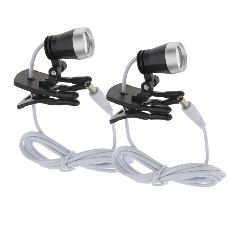 2 Pieces Clip Clamp LED Head Light Lamp for Dental Binocular Loupes Glasses