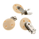 30pcs Round Holes Wooden Dummy Pacifier Clip for Infant Baby Natural Color