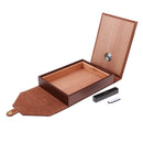 Travel Cigar Box Leather Cedar Humidor Humidifier Storage Cigar Case -Brown