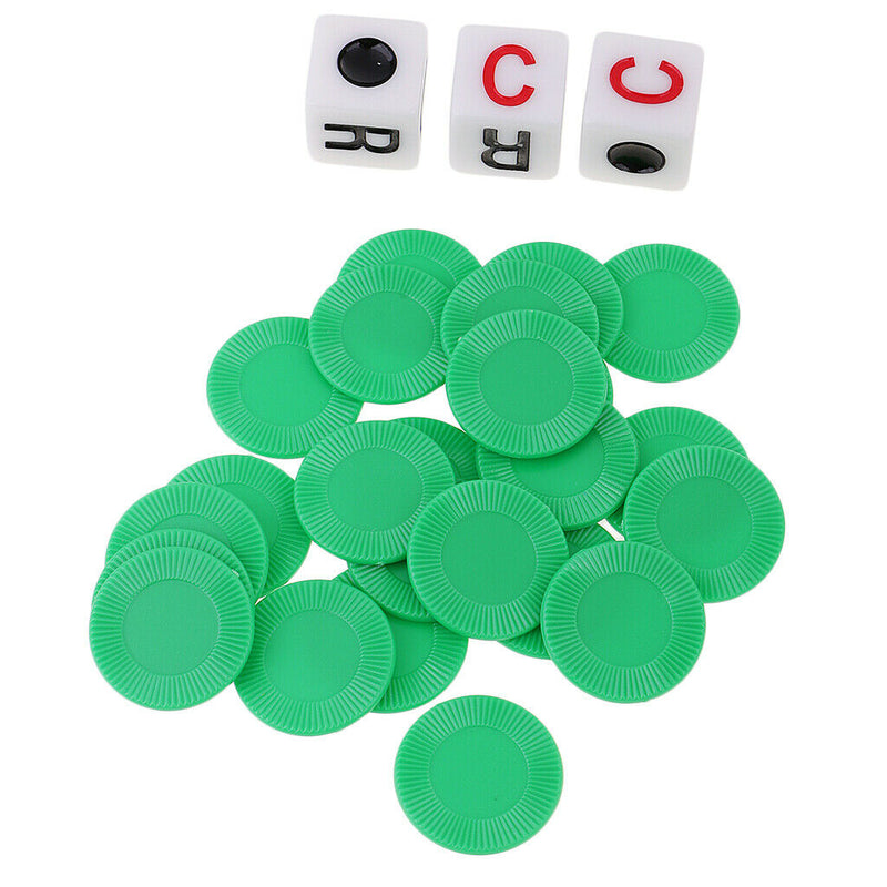 3 Pieces Plastic Dice with Casino Poker Chip Set for Children Kids Christmas