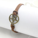 Inspired Bracelet Pendant Brown Rope Retro Bronze Pentagram Bracelet ES