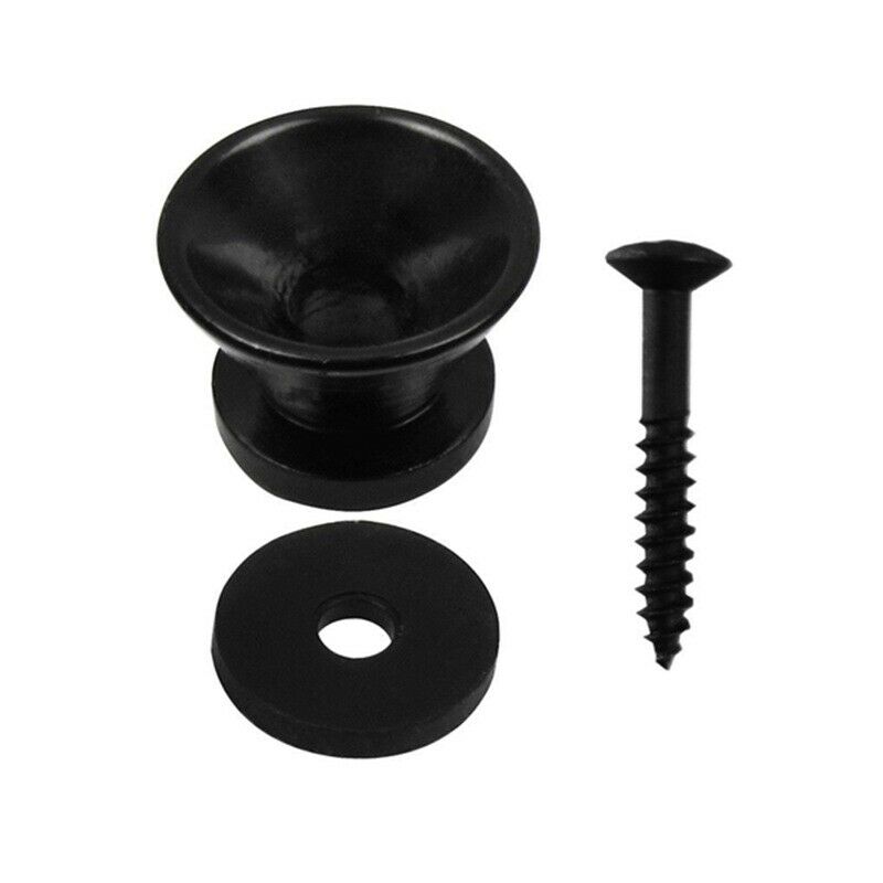 Black Strap Lock Button Knobs Metal End Pin Pack of 2 pairs